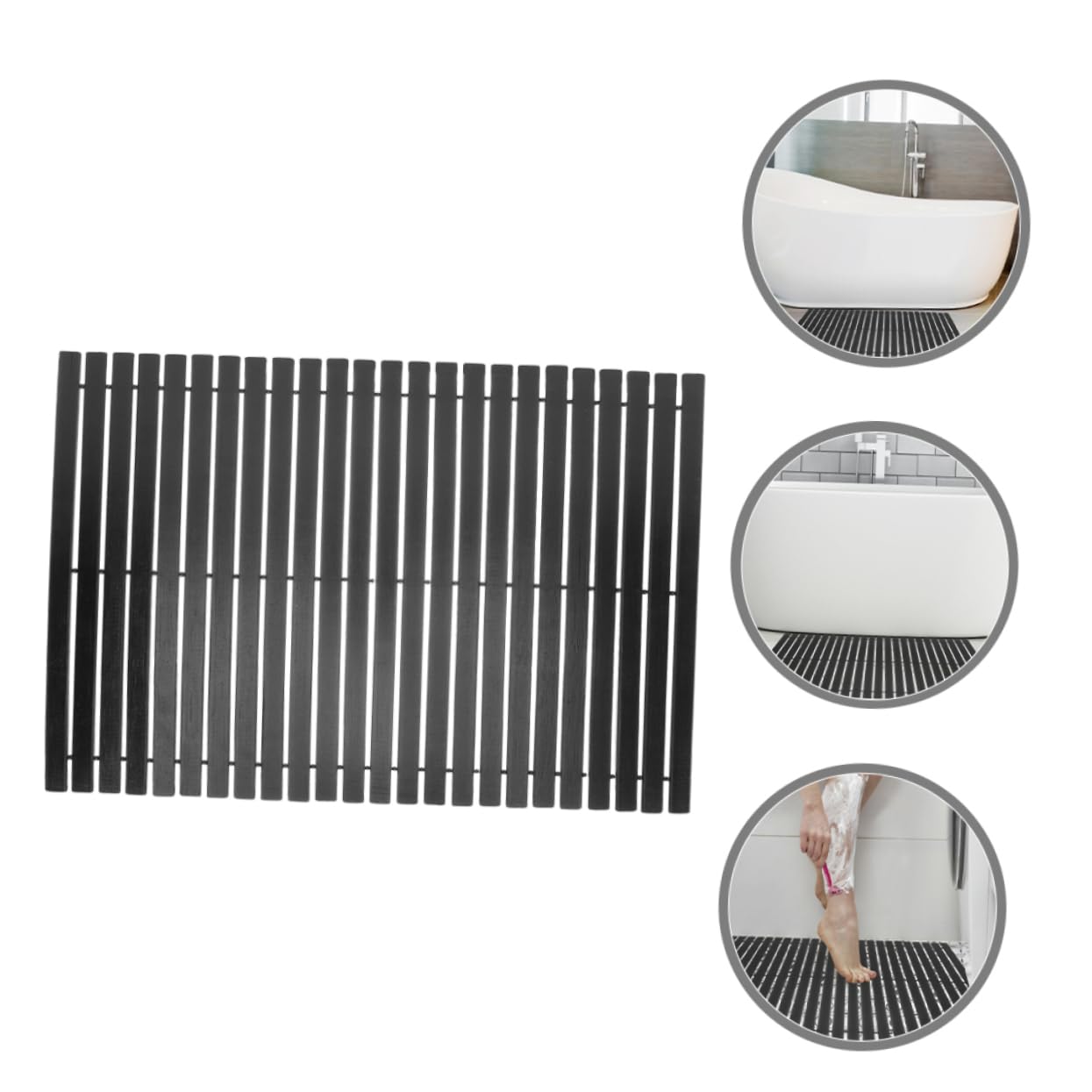 PRETYZOOM Alfombrilla Antideslizante de Bambú 50x80 Cm, Tapete para Ducha y Bañera, Resistencia al Desgaste, Diseño Natural, Apta para Baño y Aseo, Alfombra de Baño Segura y Práctica