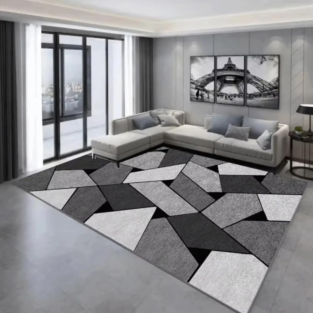 Tapis géométrique lavable fini les glissades et l'entretien difficile