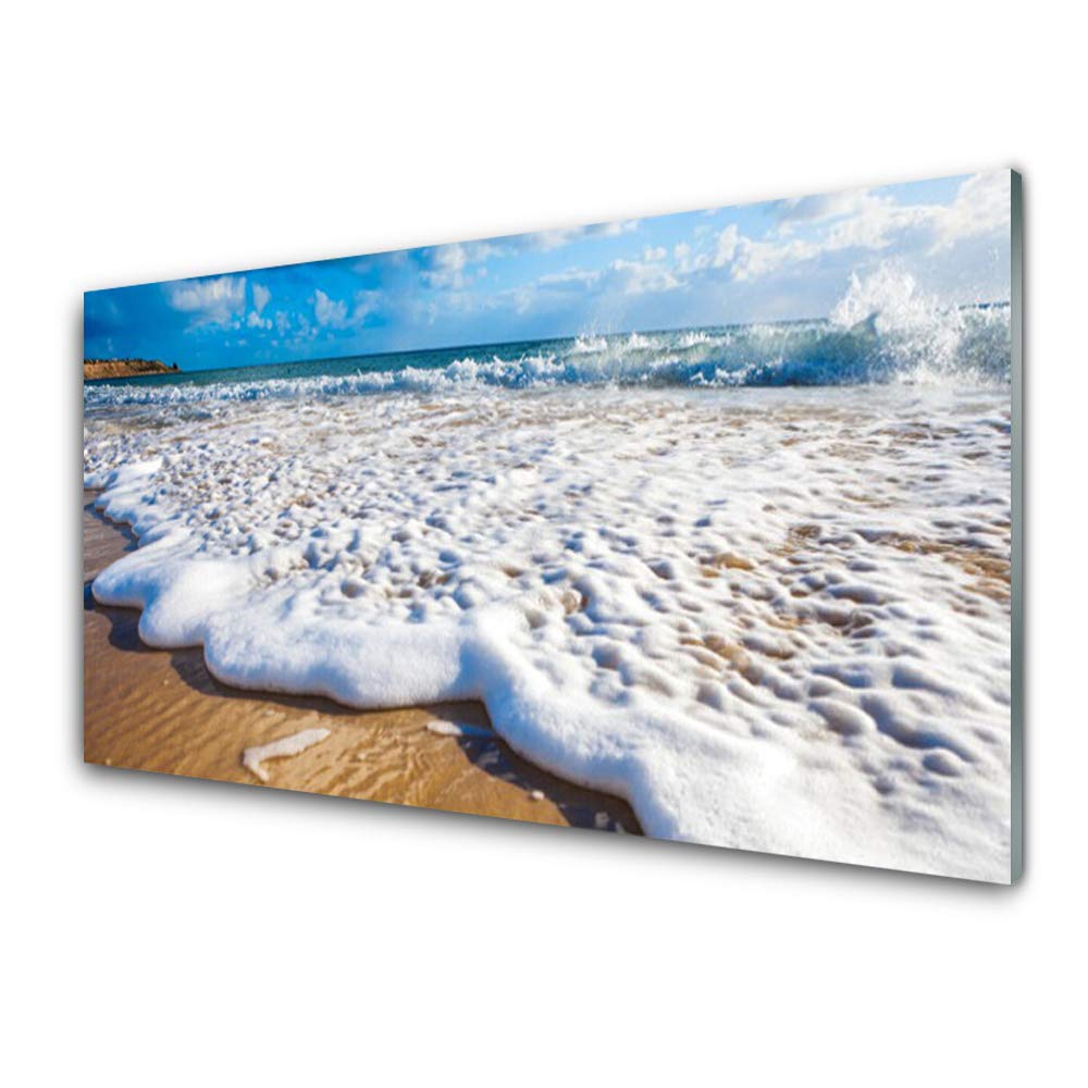 Impression sur verre acrylique 140x70cm de plage et mer | Tableau mural moderne Tulup avec crochets