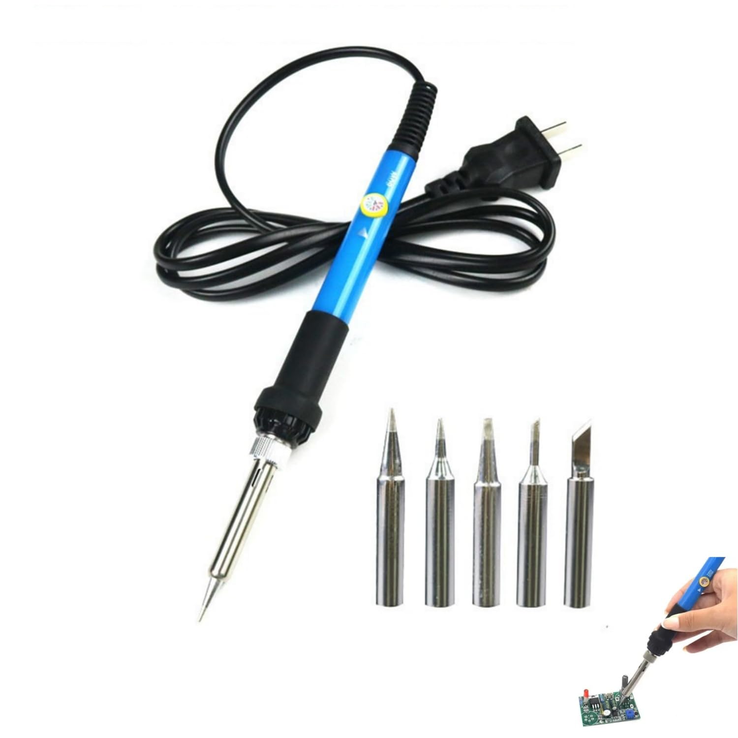 Kit Saldatore 60W Con 5 Punte | Temperatura Regolabile 200-450°C | Per Riparazioni Elettroniche - Foto 8