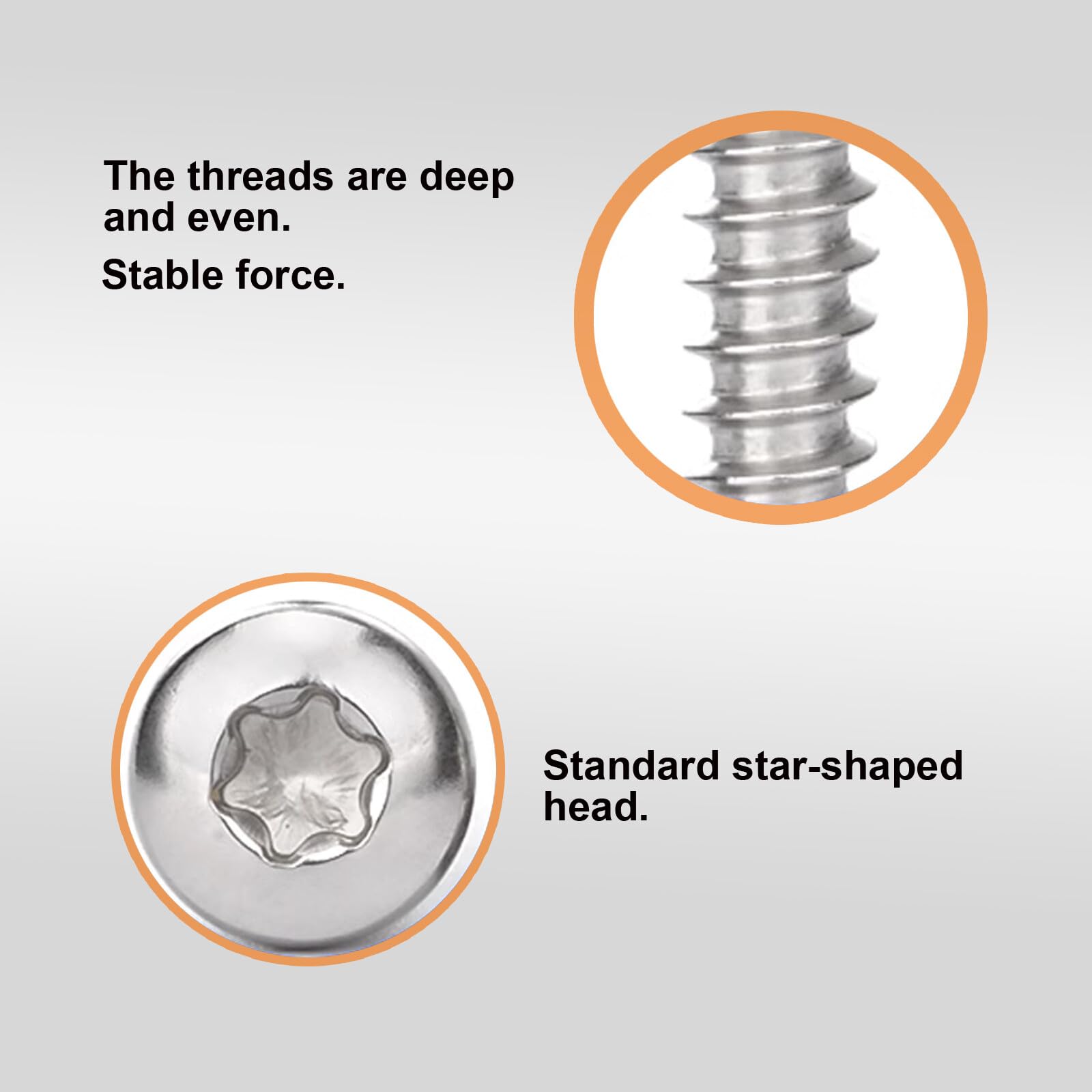 M5 x 20mm Self Tapping Screws, 100 Pcs Torx Pan Head 304 Stainless Steel Screws, Fasteners Bolts for Plastic Wood Furniture and Drywall - Image 3