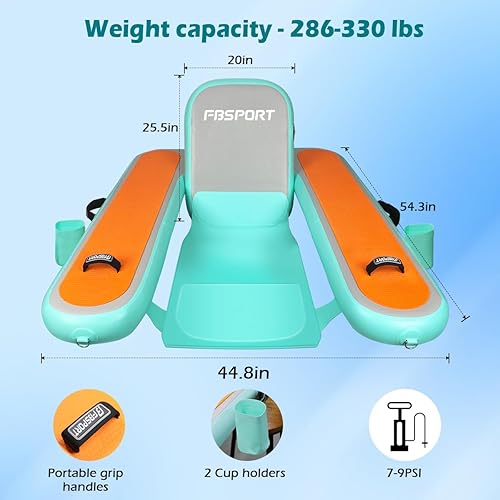 Miniatura 5 de FBSPORT Inflatable Pool Float Lounger for Adults, Water Floating Chair Pool Float Raft with Cup Holder and Backrest for Swimming Pool, Lake, Party
