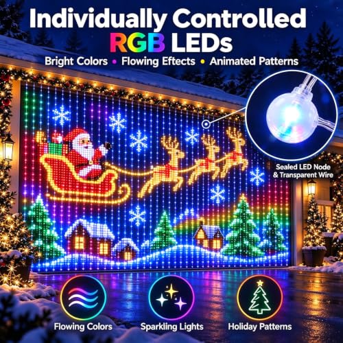 Smart LED Curtain Lights Christmas Indoor Outdoor DIY Smart Lights Decor - Image 3