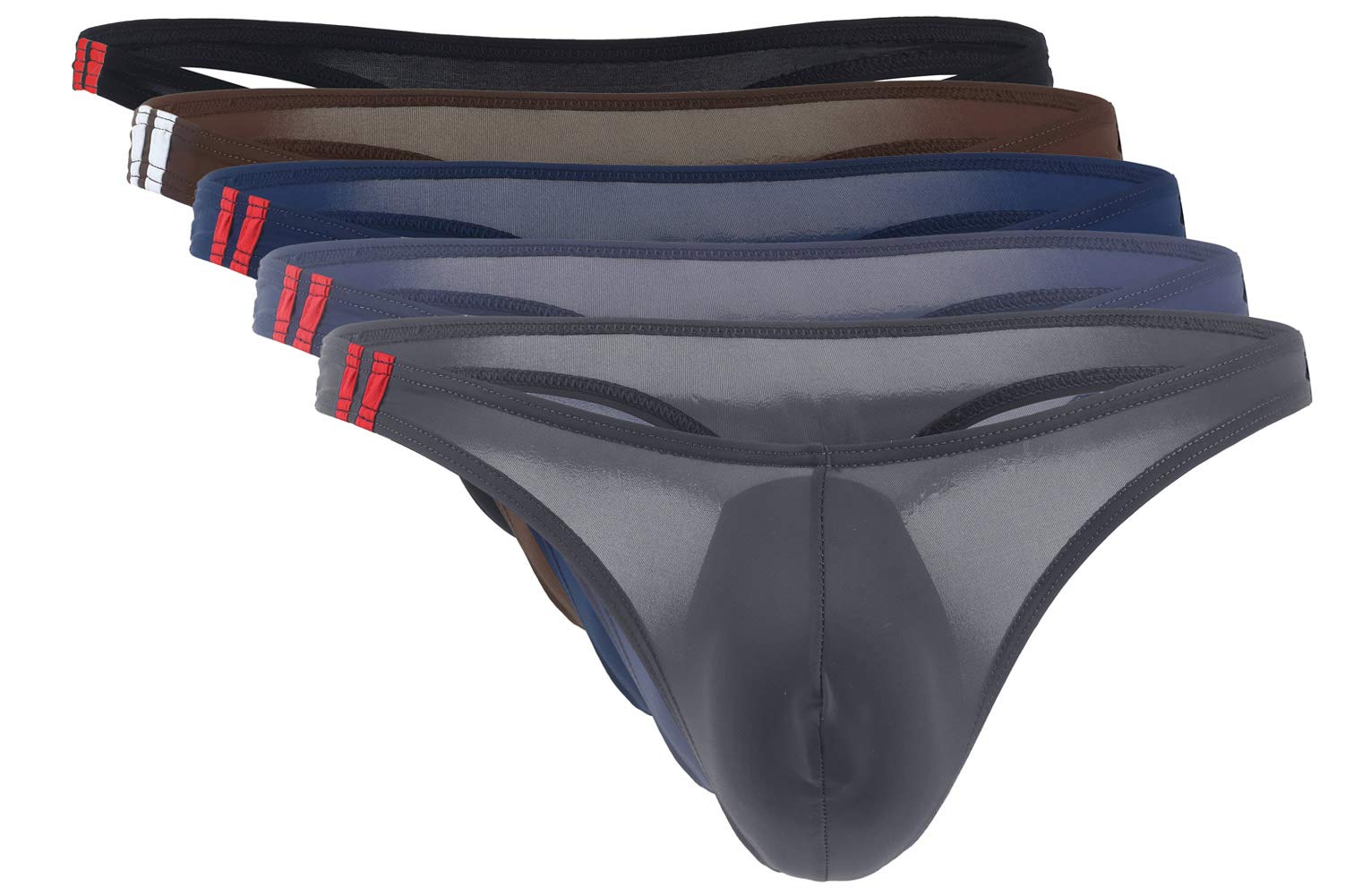 Panegy 5 pack Men Briefs Underwear Ultra-thin Ice Silk Strings Thongs Low Waist Panties Lingerie