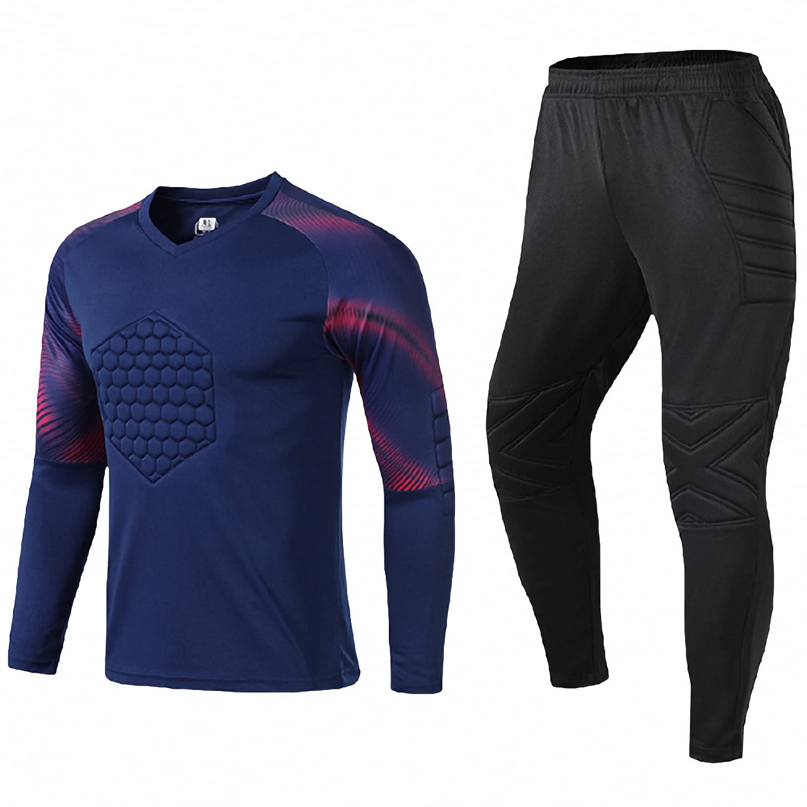 Completo da Magliette da Portiere da Calcio da Uomo e da Donna Adulto a Maniche Lunghe,Pantalone Sportivo da Portiere con Imbottitura in Spugna