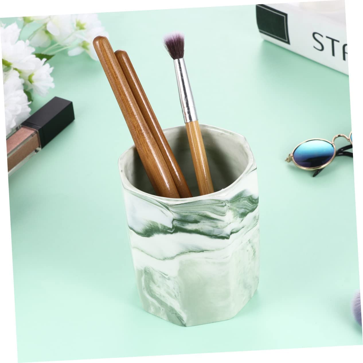 Porte-stylo Pot à crayons Fournitures de bureau Organisateur de stockage Porte-conteneurs Bureau Nordique Gris Fournitures Tasse de bureau Conteneur de stylo en céramique Bureau Cas d'école Décoration