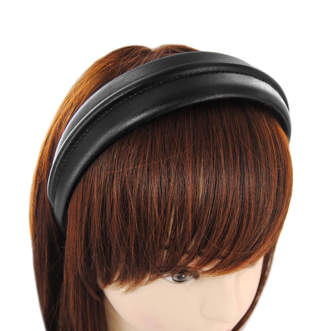 axy Wide Faux Leather Headband - Beautiful Elegant Women's Headband Hair Accessories HR27E (Black) - Image 2