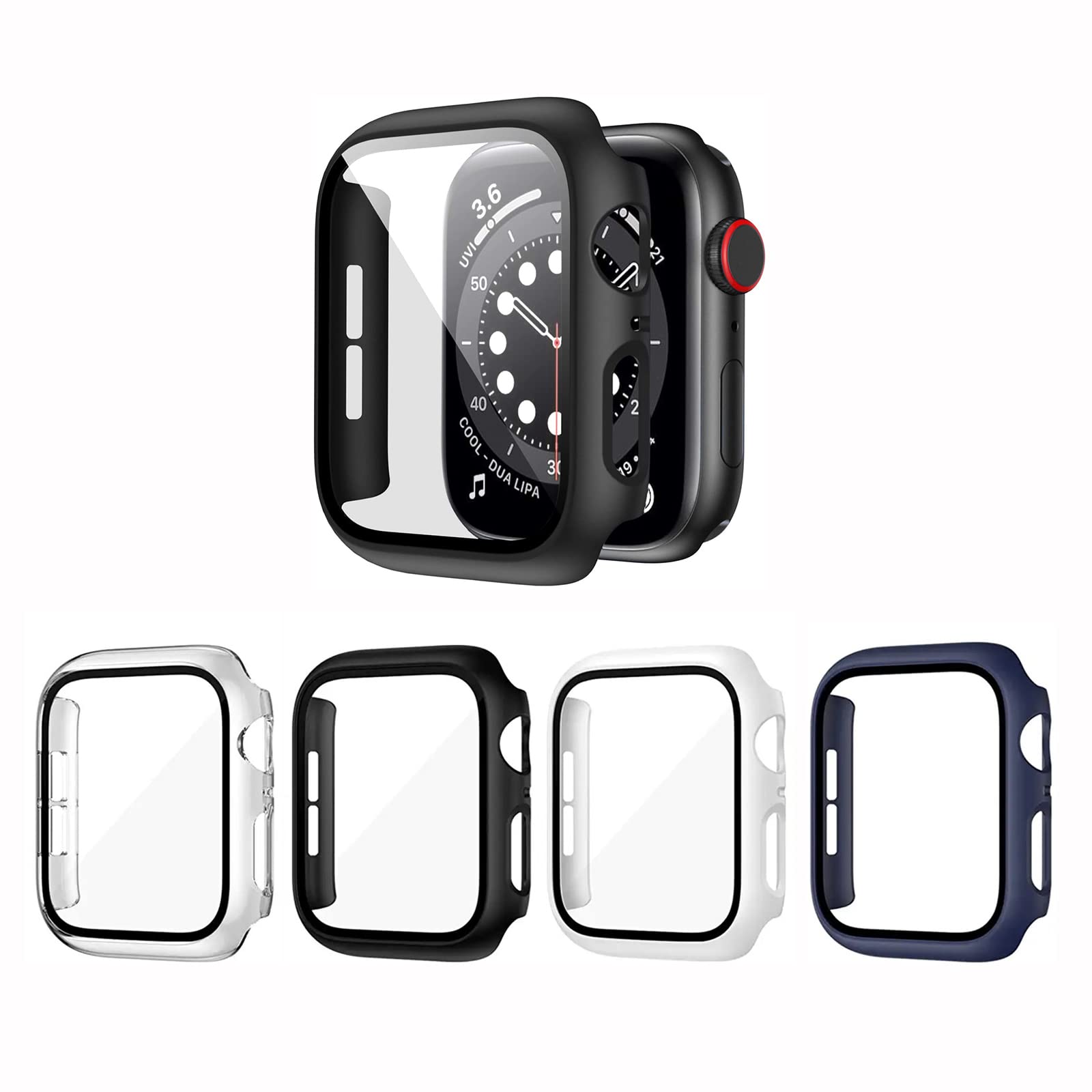 MALE COUSIN Watch Hard PC Cover, Compatible with Apple Watch Case 40mm Series Se 6/5/4,with Tempered Glass Screen Protector，for iWatch Accessories, 4 Pack