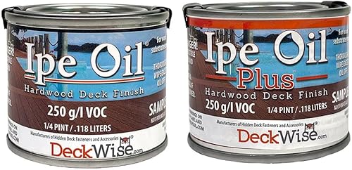 DeckWise Ipe Oil & Ipe Oil Plus Cubierta de madera dura Acabado Natural Semi-Transparente 250 VOC 14 Pinta Muestra Paquete de 2