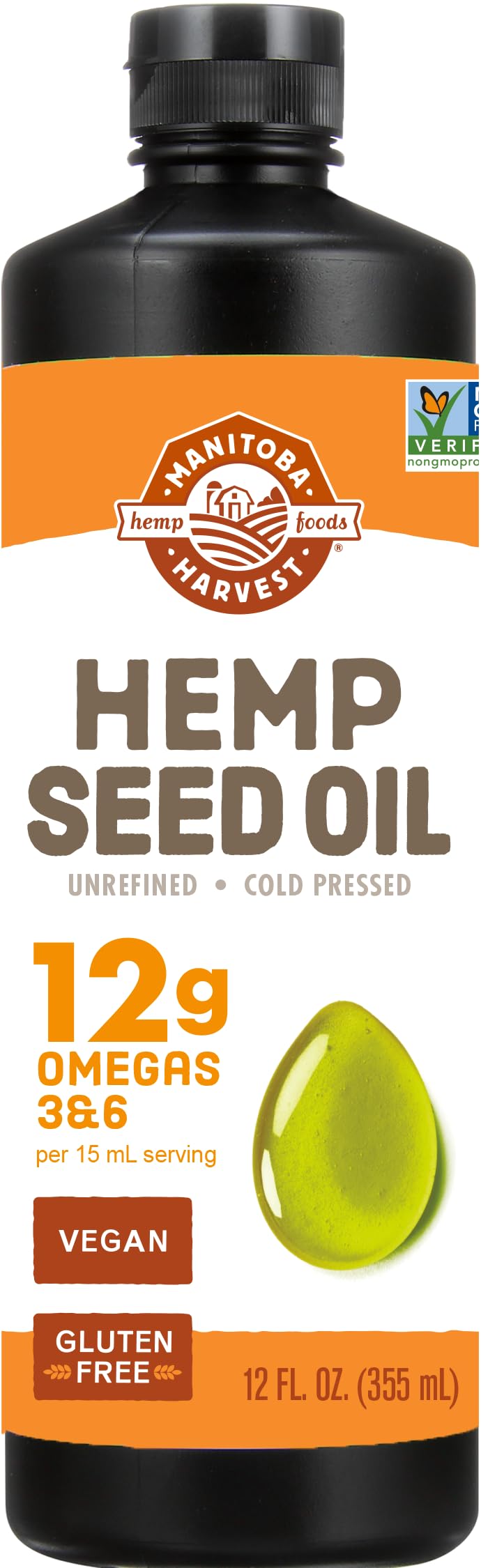 Manitoba Harvest Óleo de sementes de cânhamo com ômega 3 e 6, 12 g por porção, 355 mL
