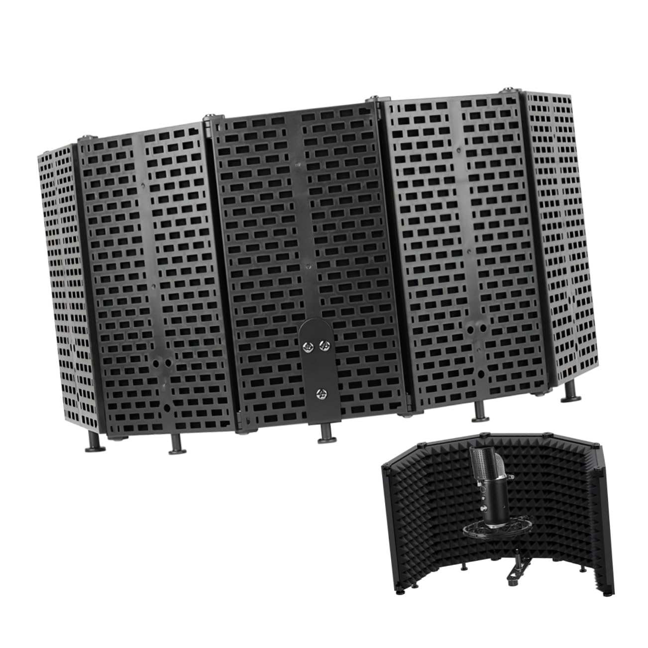UKCOCO Protector De Aislamiento Para Micrófono Protector De Micrófono Plegable Protector De Micrófono Plegable Protector De Aislamiento Para Micrófono Equipo Abs Negro