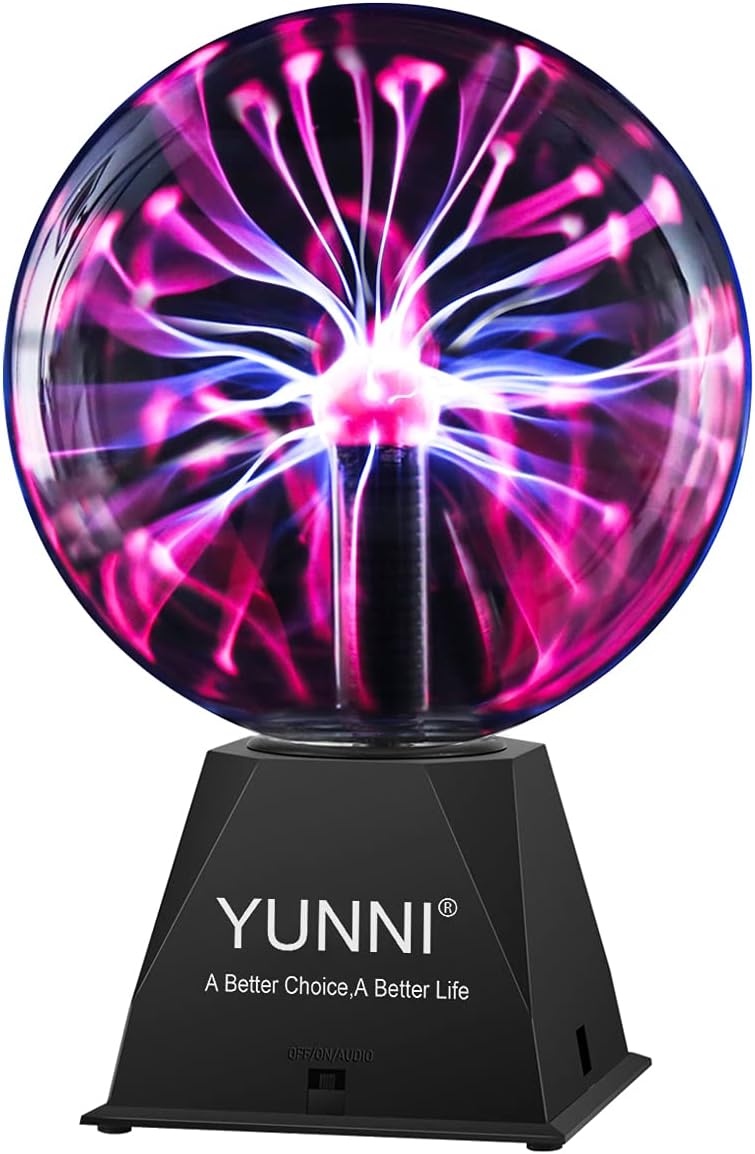 YUNNI Plasma Ball 8 Inch, Plasma Globe Touch and Sound Sensitive, Plug in Electric Lamp, Nebula Sphere Globe Ball, Lighting for Decoration, Party, Festival, Gift.
