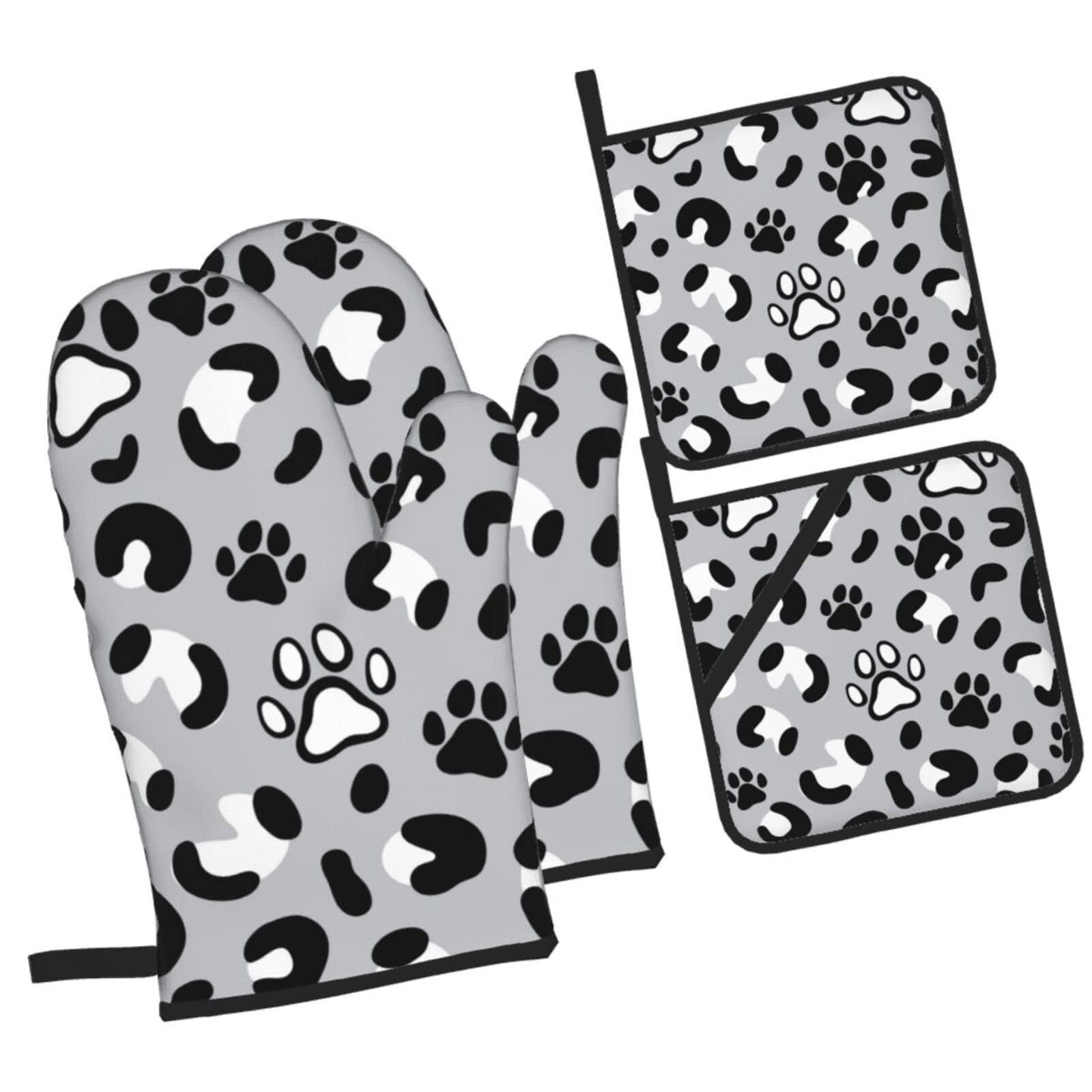 Camouflage On Grey Background Oven Mitts and Pot Holders Sets, Christmas Oven Mitt Kitchen Heat Resistant Non-Slip Pot Holders Set for Cooking Baking BBQ