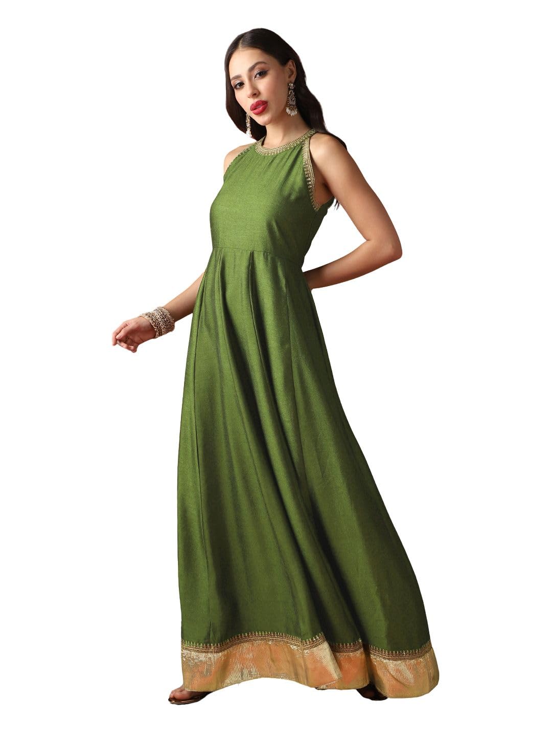 Women Ethnic Dress (8909389016997_Green_S)-image-0