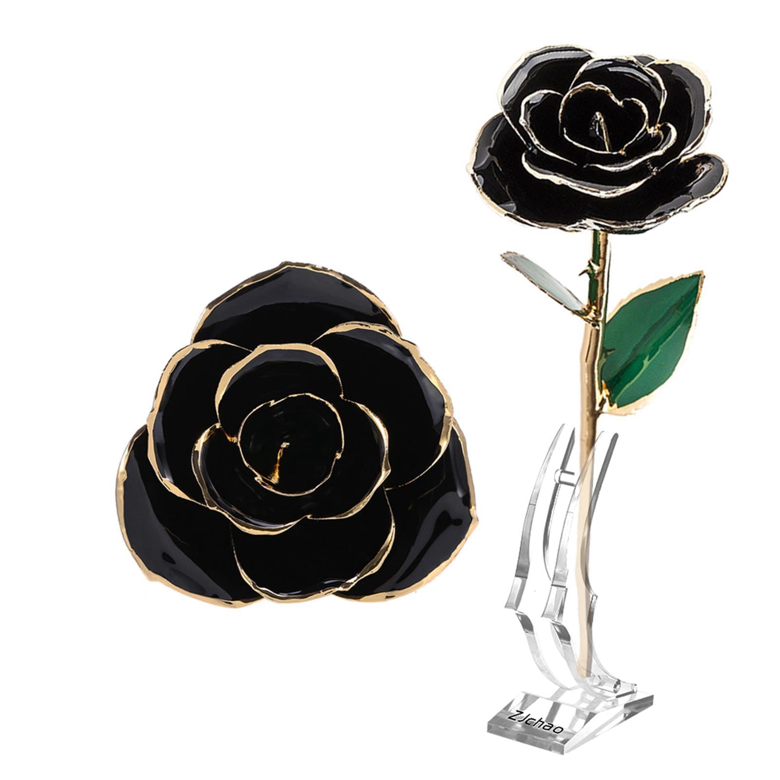 Rosa negra tallo largo en caja dorada el regalo de aniversario perfecto