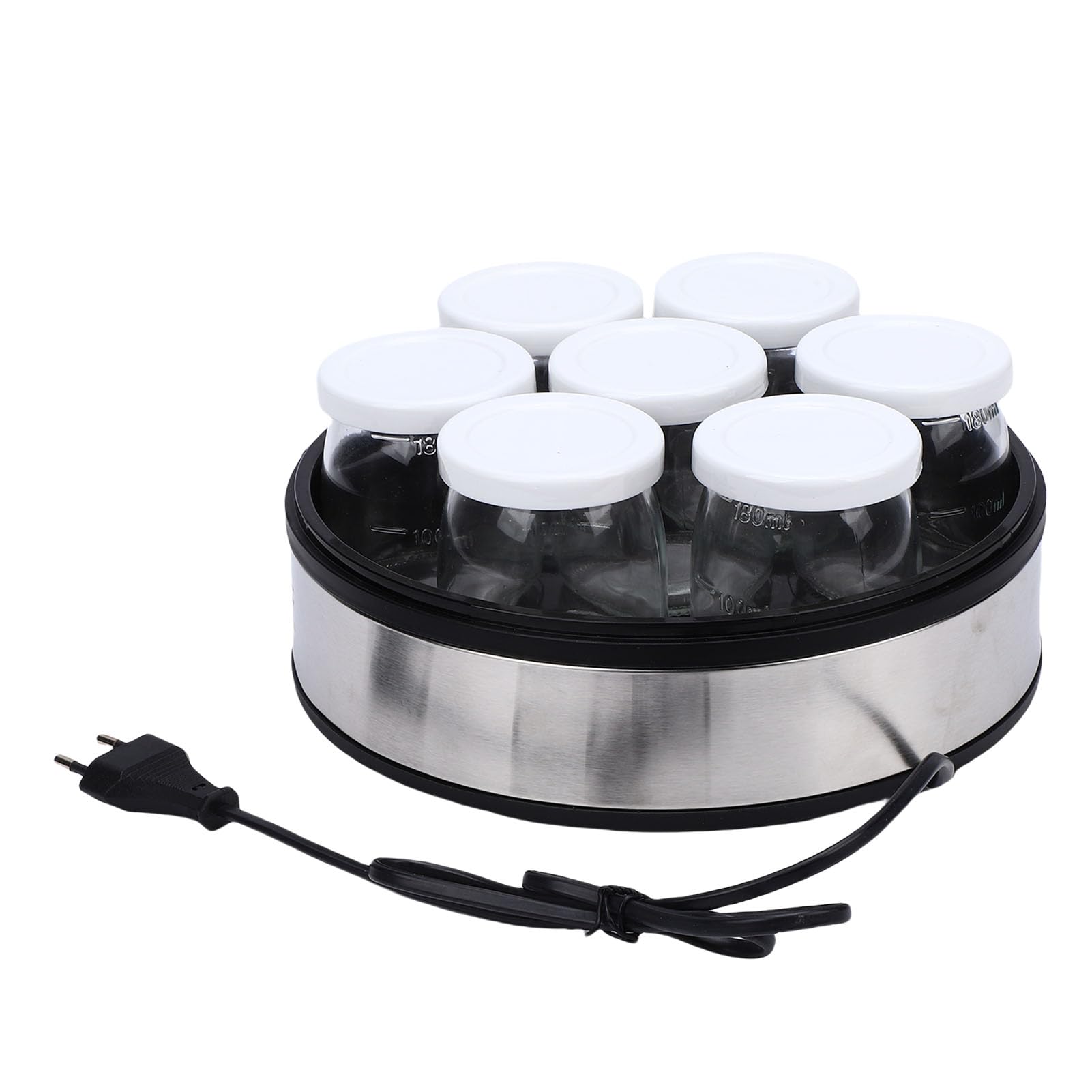 Zunate Yogurtiera Elettrica in Acciaio Inossidabile Macchina per Yogurt Portatile Fatta in Casa da 20 W con 7 Tazze di Vetro per Marmellate, Budini, Gelati, Fermentazione Ad Alta Efficienza Energetica