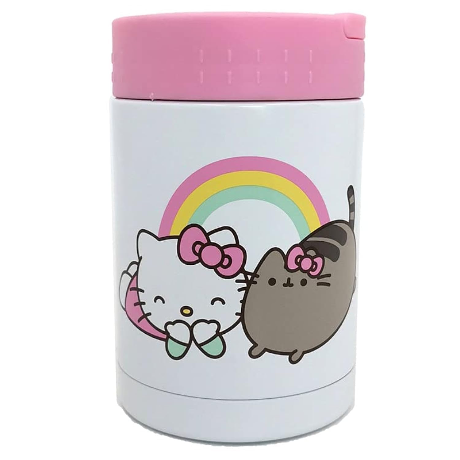 Puckator Multicolored Lpot24a Hello Kitty & Pusheen The Cat Reusable Stainless Hot & Cold Thermal Insulated Lunch Pot/Snack Pot 500Ml
