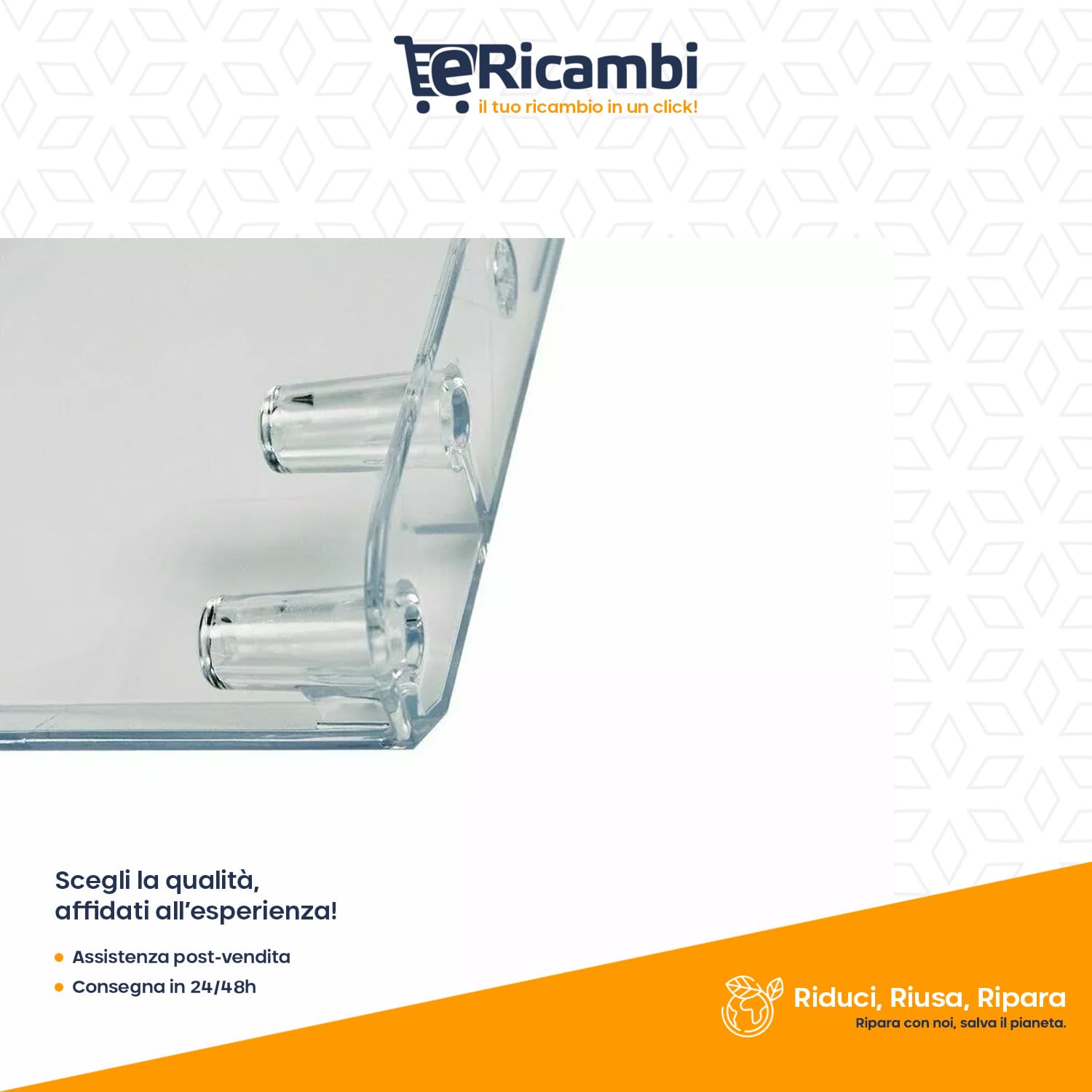 ERICAMBI® Sportello Ribaltina Trasparente per Cassetto Congelatore - Compatibile con Electrolux, Rex, Zanussi, AEG, Leonard, Progress, Zanker - Dimensioni 396x157 mm