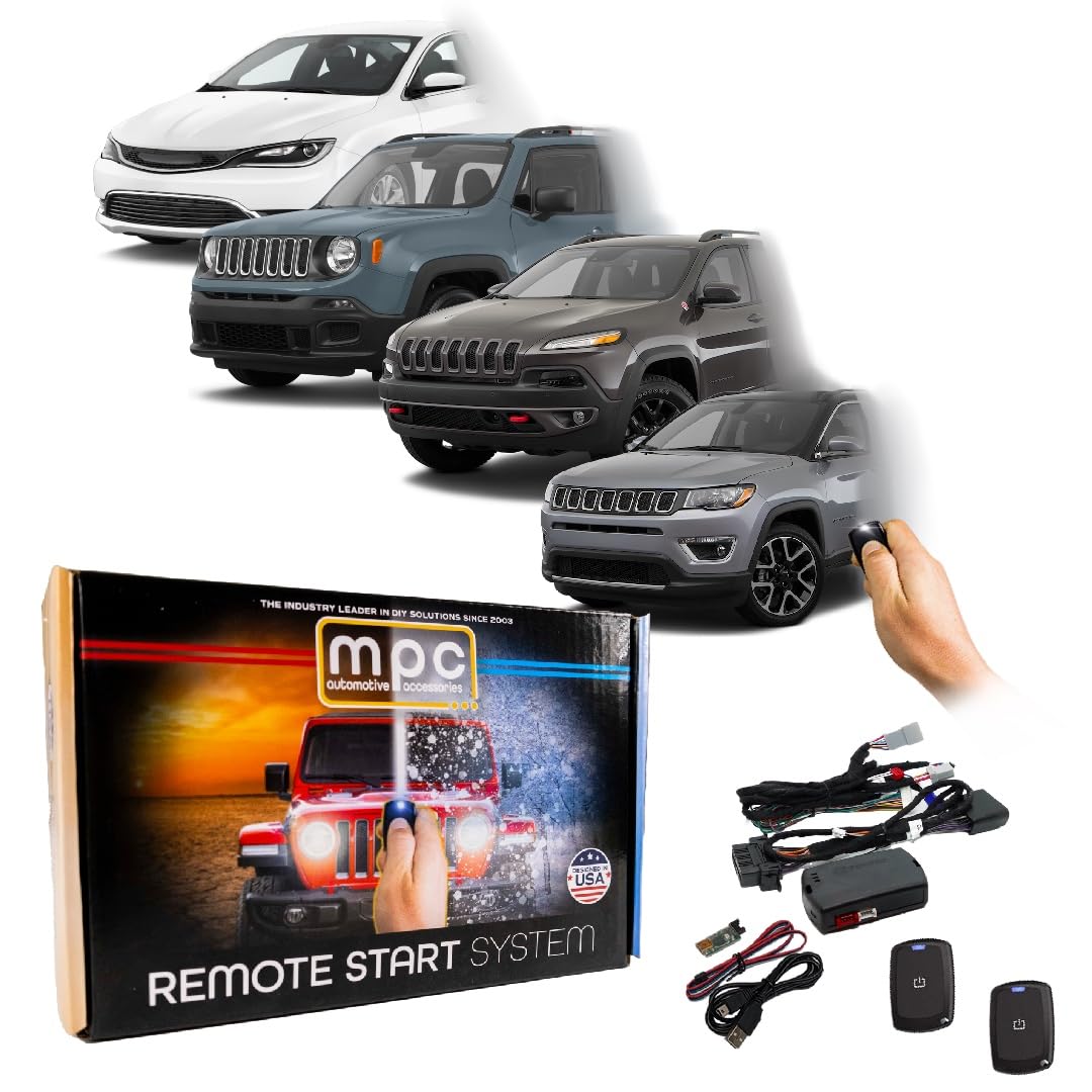 MPC Remote Start Compatible with Chrysler 200 2015-17, Jeep Cherokee 2014-18, Jeep Compass 2017-18, Jeep Renegade 2015-17 || Plug N Play || Includes 2 Remotes - Up to 1,500 ft || USA Tech Support