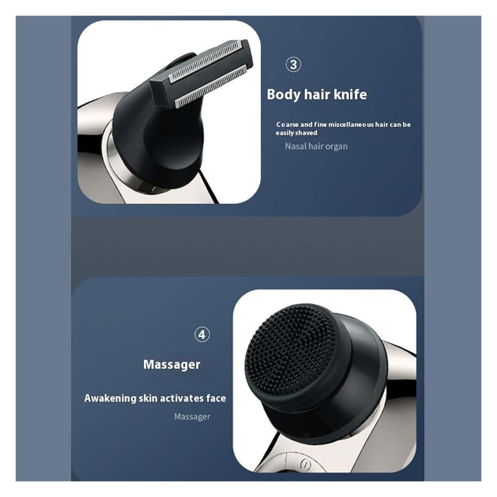 Rasoir à tête amovible, têtes de lame magnétique flottante 9D, rasoir électrique rechargeable 6 en 1 pour homme, rasage humide et sec IPX7 avec écran LED (7 têtes) (9 têtes)