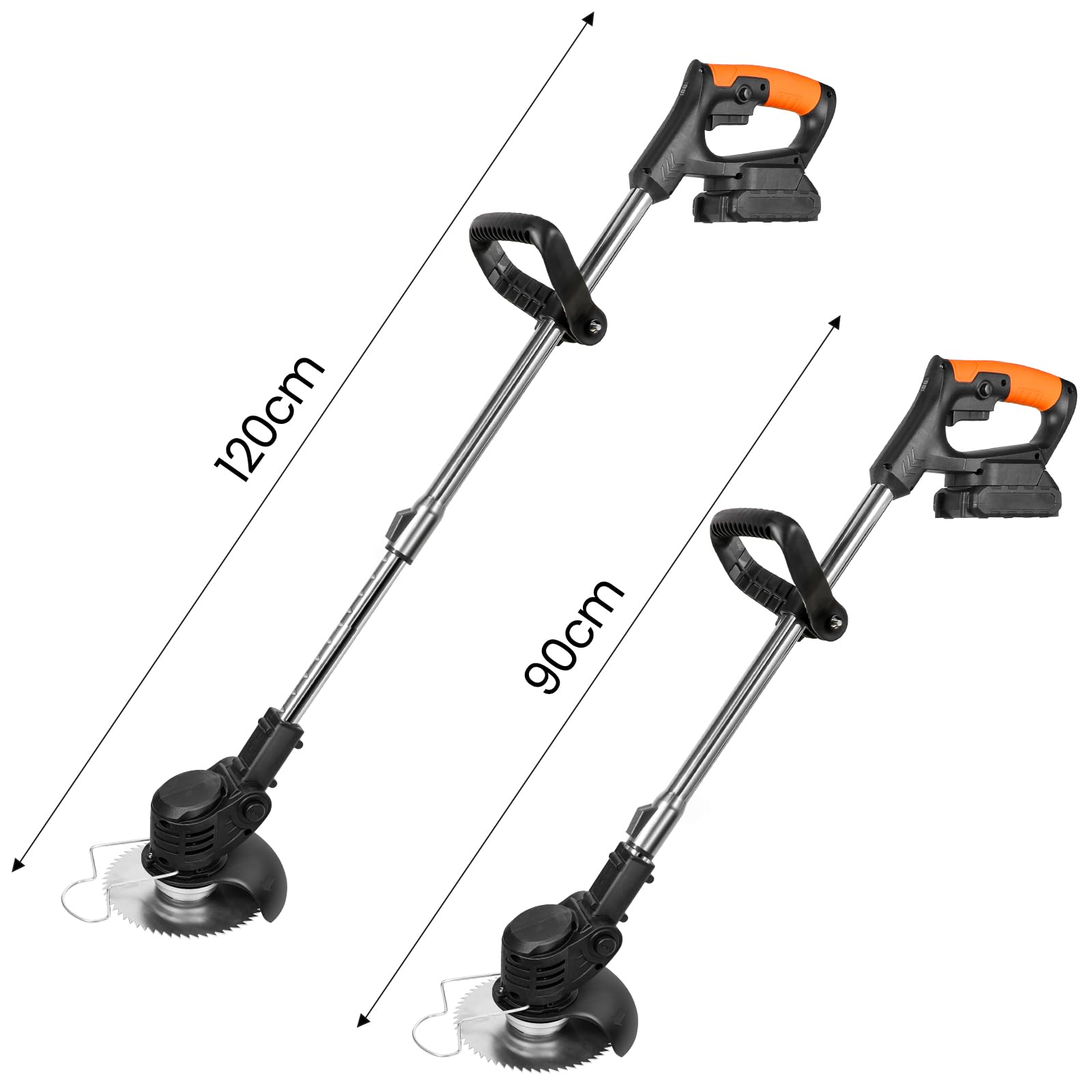 Tosaerba elettrico a batteria, tosaerba portatile 24 V con schermo LED, tosaerba senza fili, barra regolabile, 8 accessori, per una falciatura rapida del giardino (1 batteria)