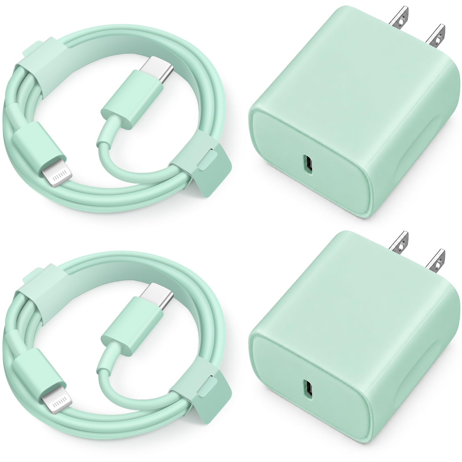 iPhone 14 13 12 11 Super Fast Charger [2Pack] cargador 20W Rapid USB C Wall Charger Block with 6FT Fast Charging Cable Compatible with iPhone 14/13/12/11/Pro/Pro Max/Mini/Xs Max/XR/X, iPad - Green