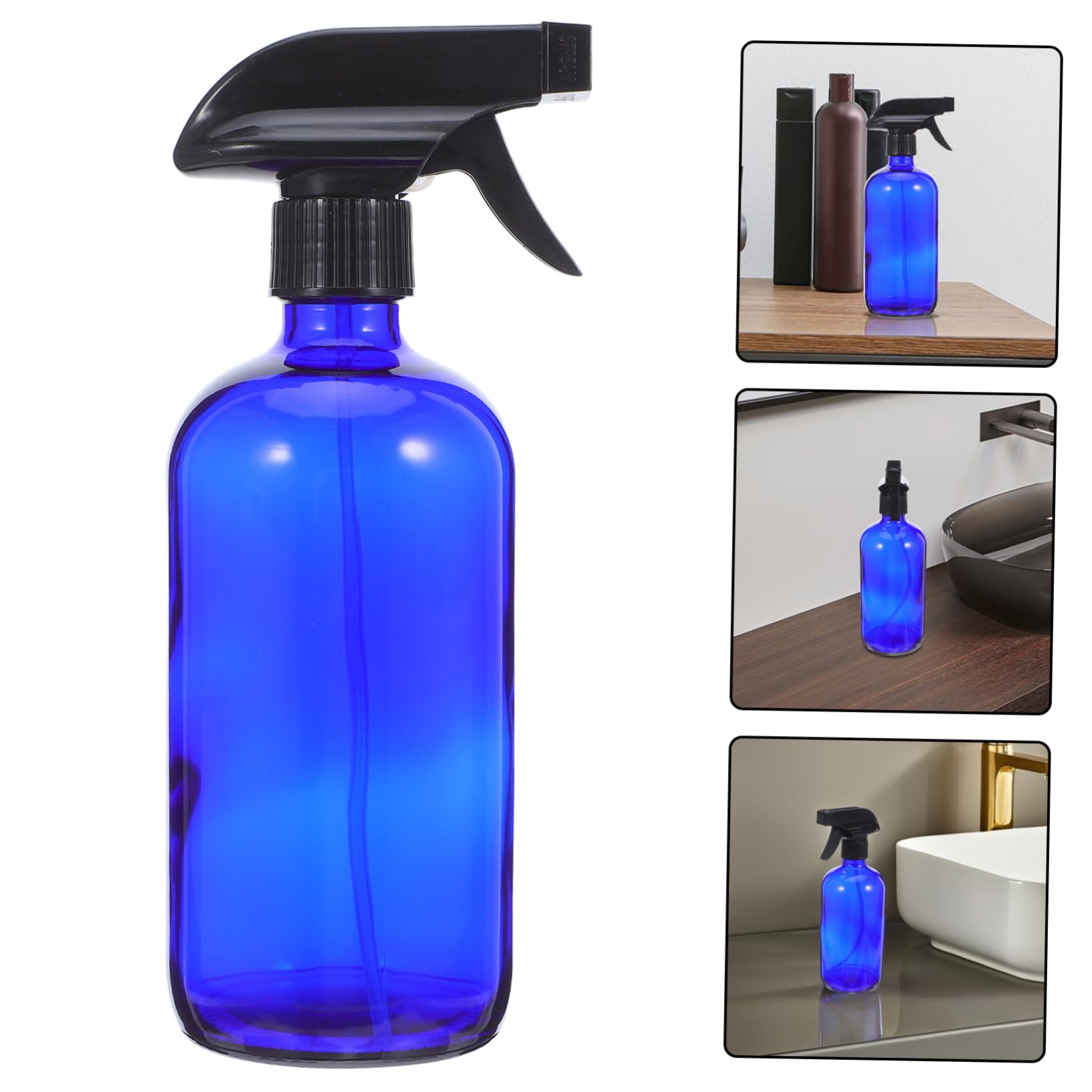 Bottiglia Spray in 500ml Blu, Riutilizzabile | Set 2 Pezzi Pompe e Tappi, per Profumo e Make-up Water, Formato da Viaggio