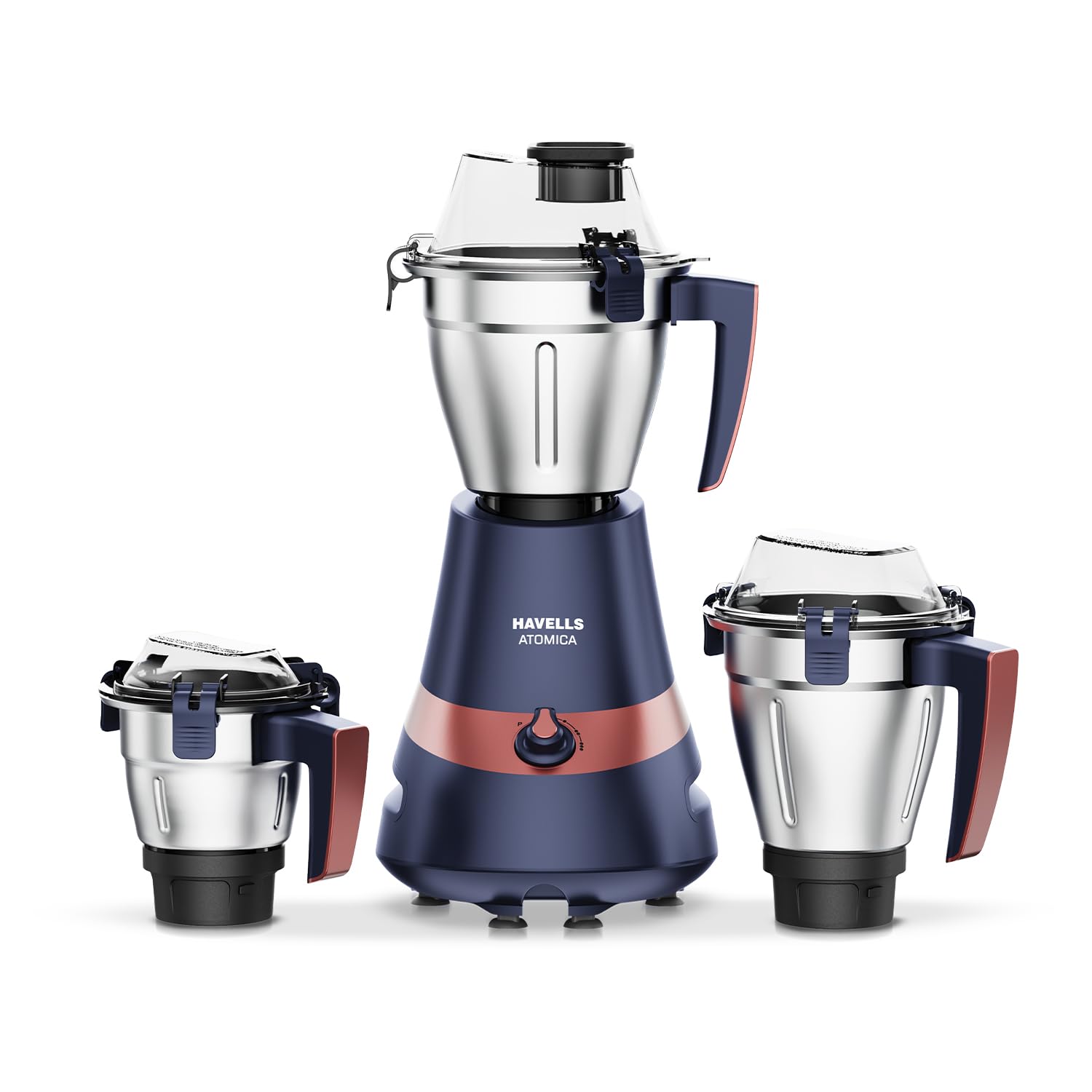 Havells Atomica 1000W 3 Jar Mixer Grinder | 3 Speed | Air Vent Tech | Stainless steel blade | Dark Blue and Brown color-image-21