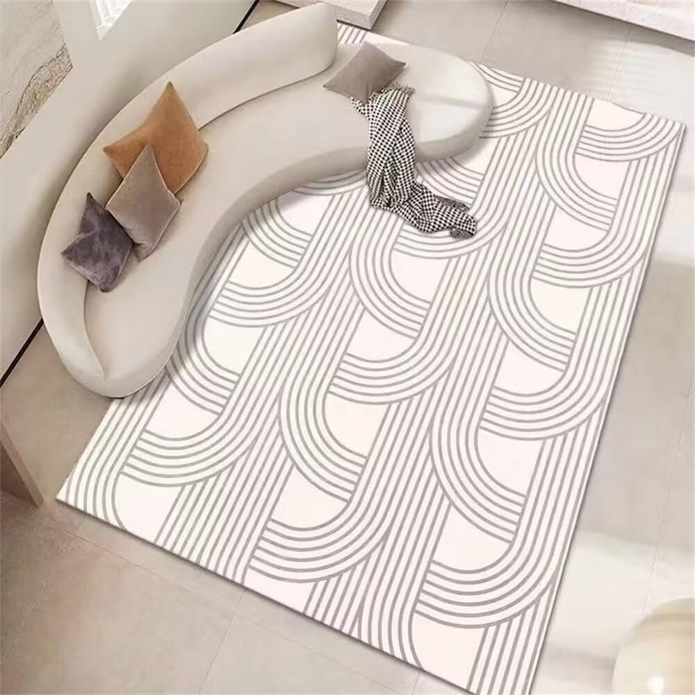 Tapis de couloir long moquette salon gris lavable 140x180cm