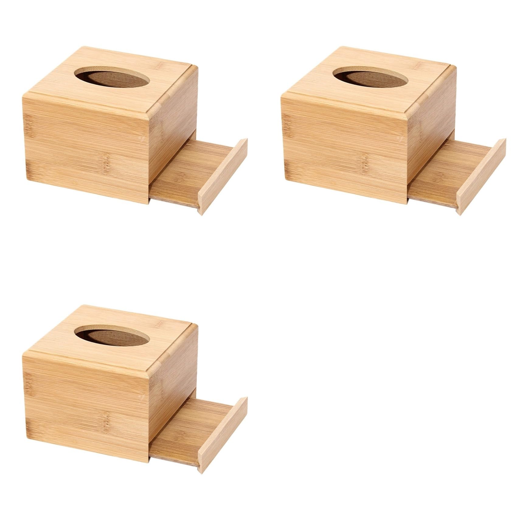 Hndhbfgrt 3X Roll Wooden Square Tissue Box Tissue Paper Holder Farmhouse Tissue Case Bathroom Tissue Holder Wooden