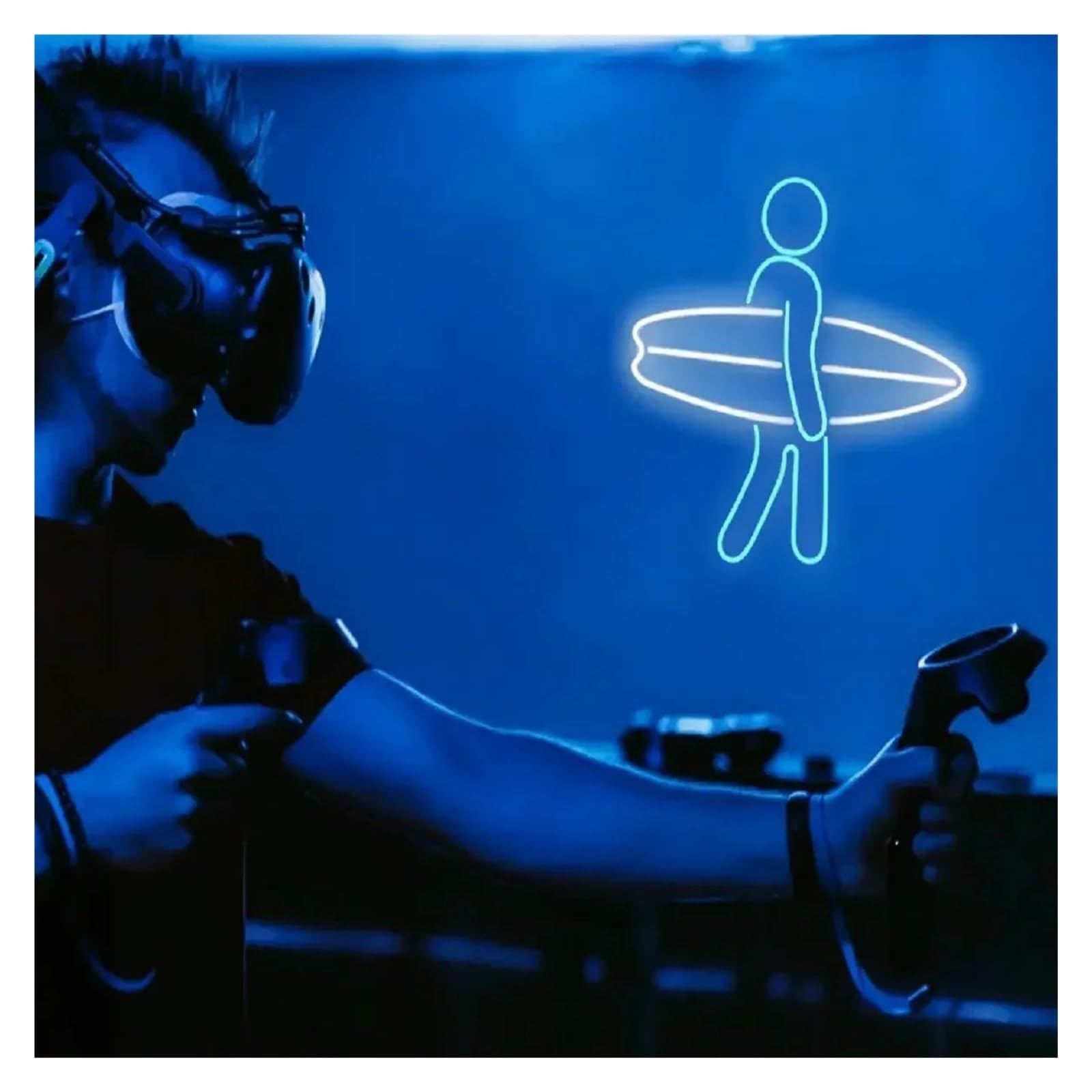 Luci al neon Surfing per neon Light Aesthetic Store Home Decoration LED Sign Letter Hanging Art Decor per negozi di surf per bambini in camera da letto, festa, 32 cm ×