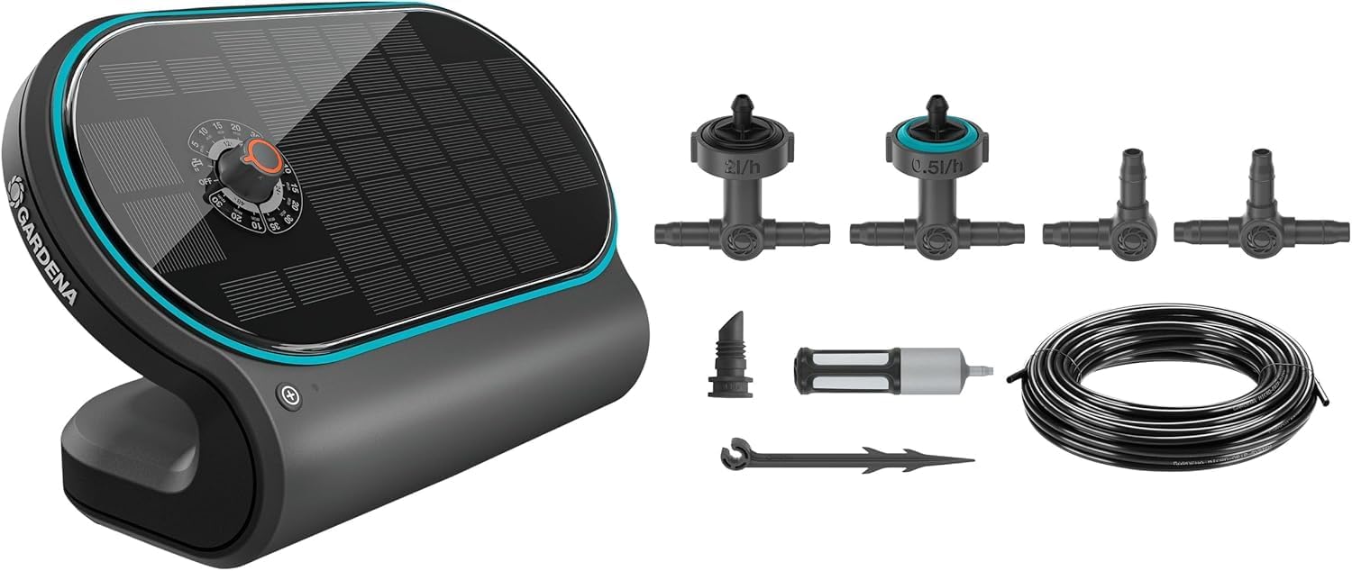 Gardena Bewässerungssystem AquaBloom L Set – Autarkes Solar-Bewässerungssystem für Balkon, Terrassen und Hochbeete