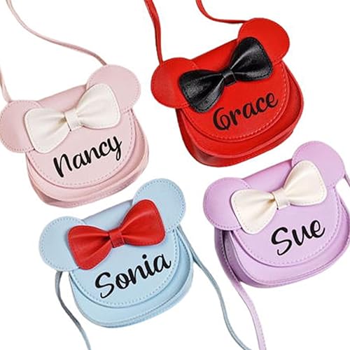Personalized Cartoon Little Mouse Ear Bow Kids Crossbody Purse, Custom Kid Coin Purse With Name Girl Crossbody Bag Birthday Gift Christmas Gift For