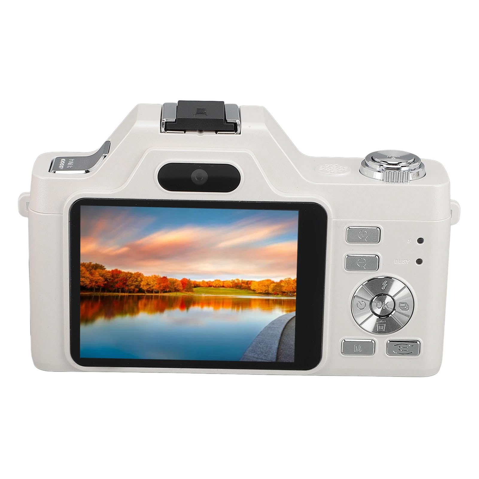 Cámara Digital, Cámara de Vlogging UHD 58MP 4K con Enfoque Automático, Cámara de Zoom 20X para Apuntar y Disparar para Fotografía, Cámara Compacta Antivibración con Flash (White)