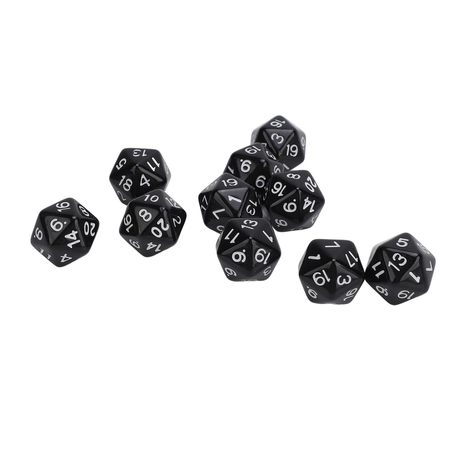 Polyhedral Dice Set 10PCS Lightweight Durable Plastic 20 Sided Role Playing Table Game Dice for Board Games Math Learning Classroom Activities (Black) - Image 4
