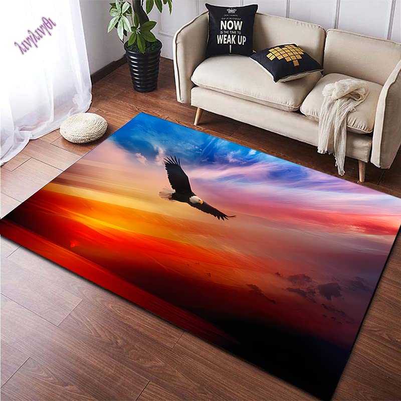 Allenada Anti-Slip Carpet, 3D Printing Eagle Carpet,Children'S Bedroom Soft And Thick Flannel Non-Slip Barrier Mats For Indoor And Outdoor,(A3389) 100x160Cm