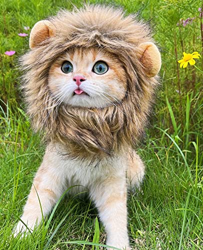 Rosylife lion mane wig for cat costume pet adjustable washable comfortable fancy lion hair cat clothes dress for halloween christmas easter festival party activity (brown) 9 Rosylife lion mane wig for cat costume pet adjustable washable comfortable fancy lion hair cat clothes dress for halloween christmas easter festival party activity (brown) - image 10