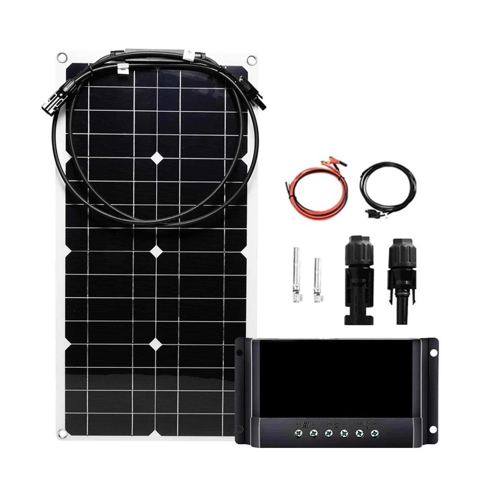 Kit Solare 100A｜Pannello Flessibile + Connettori | 13,2 V for camper/barca/off-grid｜ certificato(With 20A Controller)