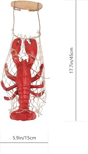 Miniatura 8 de HEALLILY Langosta roja de resina para colgar en la pared, langosta y cangrejo, decoración de pared, colgante de sala de estar, dormitorio,