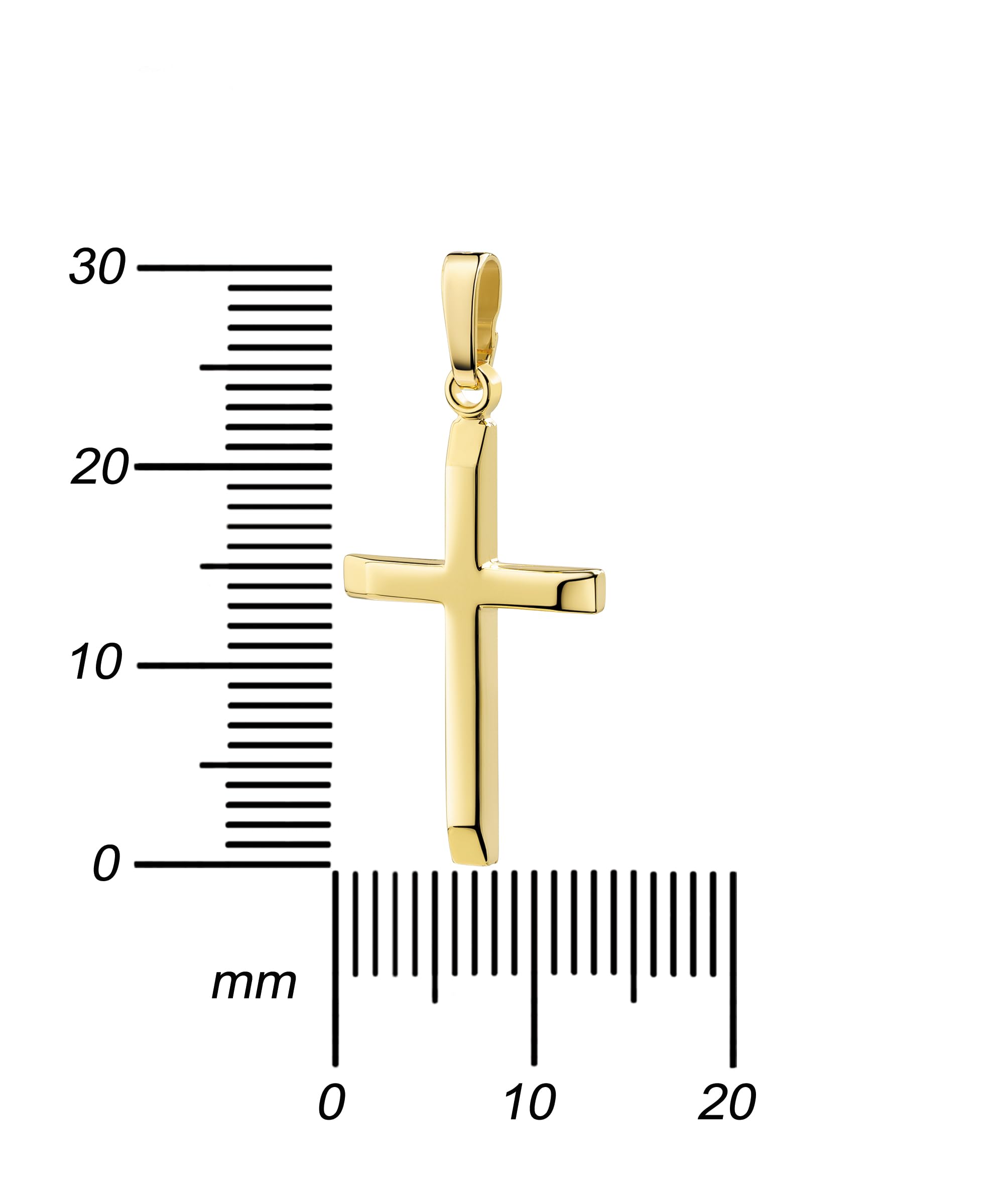 Damen Anhänger 333 Gold 8 Karat Gelbgold Kreuzanhänger Echtgold mit abgeflachten Kanten. Kreuz mit Halskette oder ohne Kette wählbar