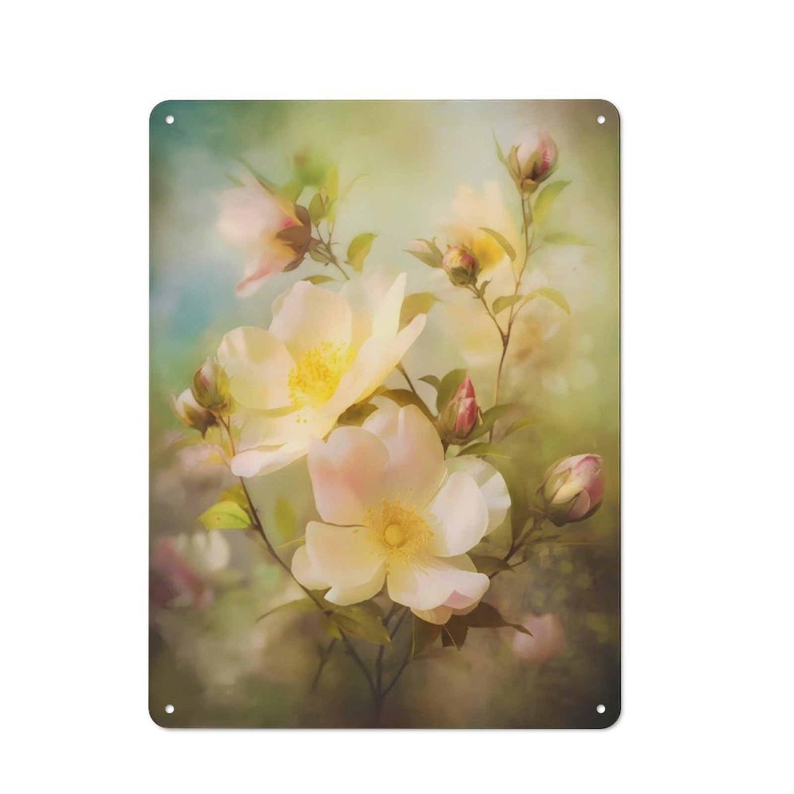 Junmoney Vintage Flowers For Garden Room Or Summerhouse, Retro Metal Sign 40X30cm, For Metal Sign Collectors, For Vintage Wall Decor Fans