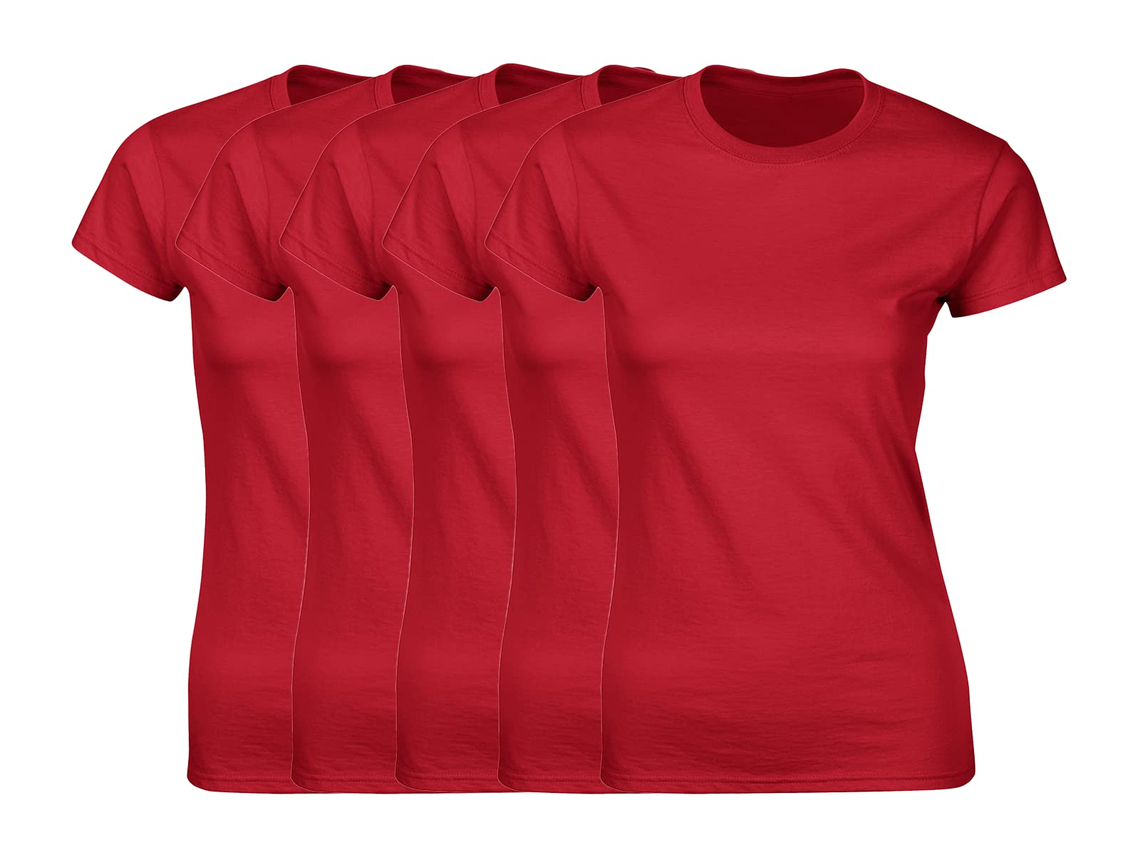 COOZO Women’s Soft Ringspun Cotton T-Shirts – Pack of 5 Plain, Feminine-Fit, Short Sleeve Basics