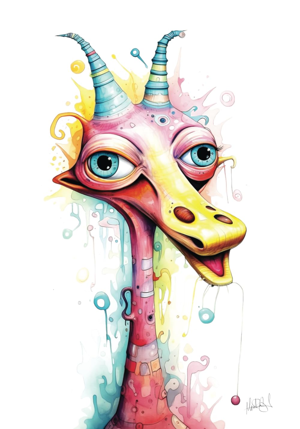 Creative Giraffe White Background with Lined Paper Notebook, Size 7" x 10", 100 pages/50 sheets