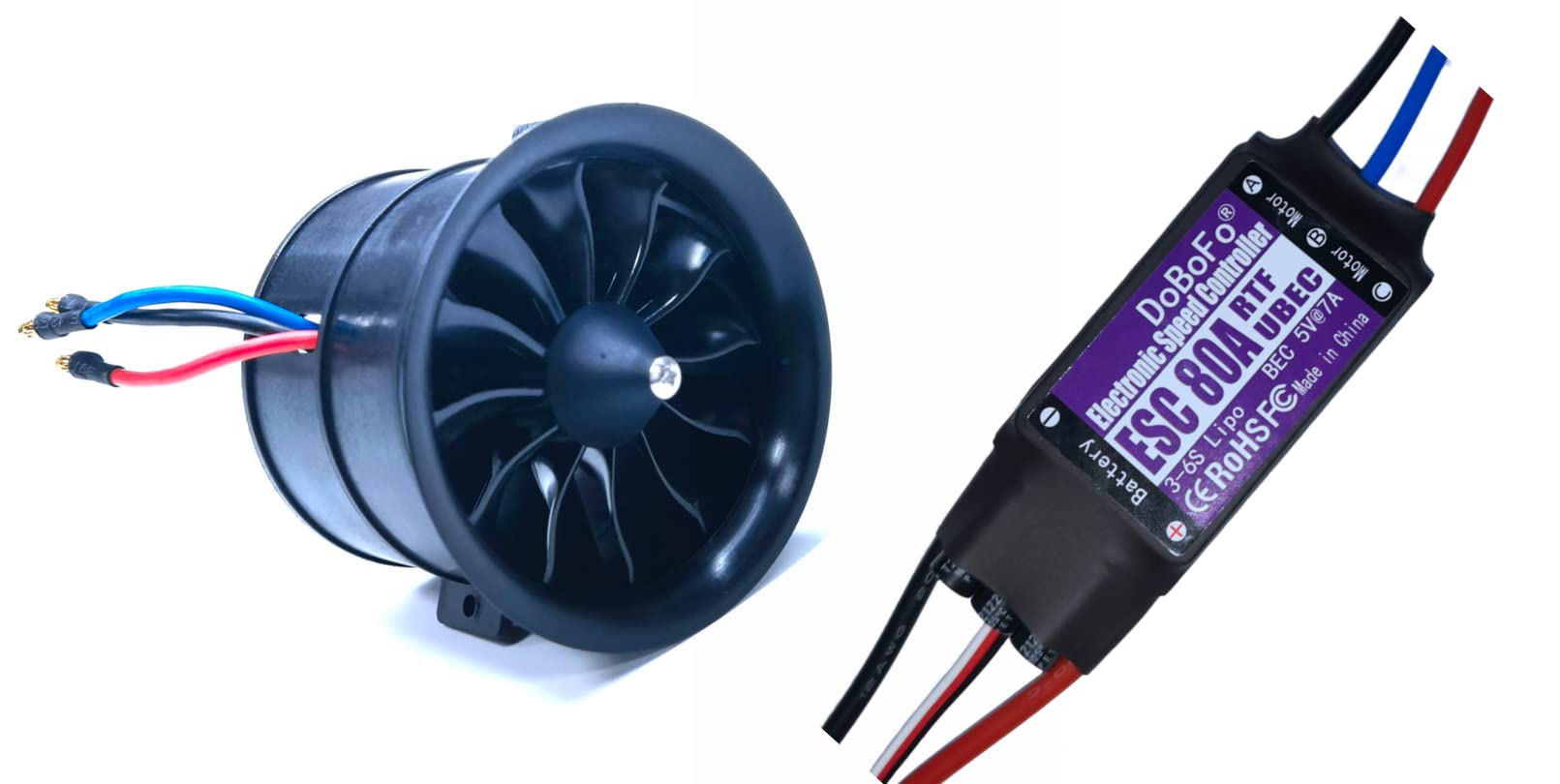 EDF 70mm pro CW 6S 2100KV 25.2V 12 Blades with 80A ESC, Electric Ducted Fan with Electronic Speed Controller, RC Jet Engine Brushless Motor, Remote Control Model Replacement Airplane Parts DIY