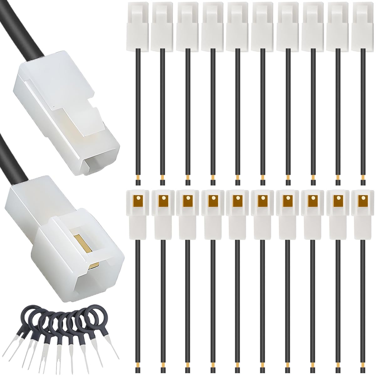 HAAMNING7 20 Pcs 6.3mm 1 Pin Automotive Electrical Wire Connector 1 Pin Car Electrical Wire Male Female Plug Socket Terminal Adapter Cable, for Car Motorcycle Boat