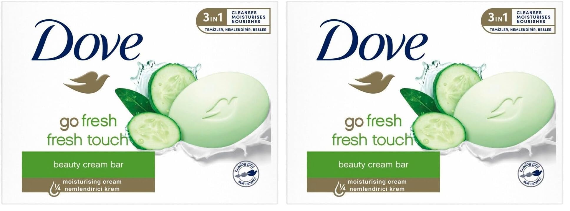 Dove Beauty Cream Bar Katı Güzellik Sabunu Fresh Touch Nemlendirici Etkili, 90 g 2li paket