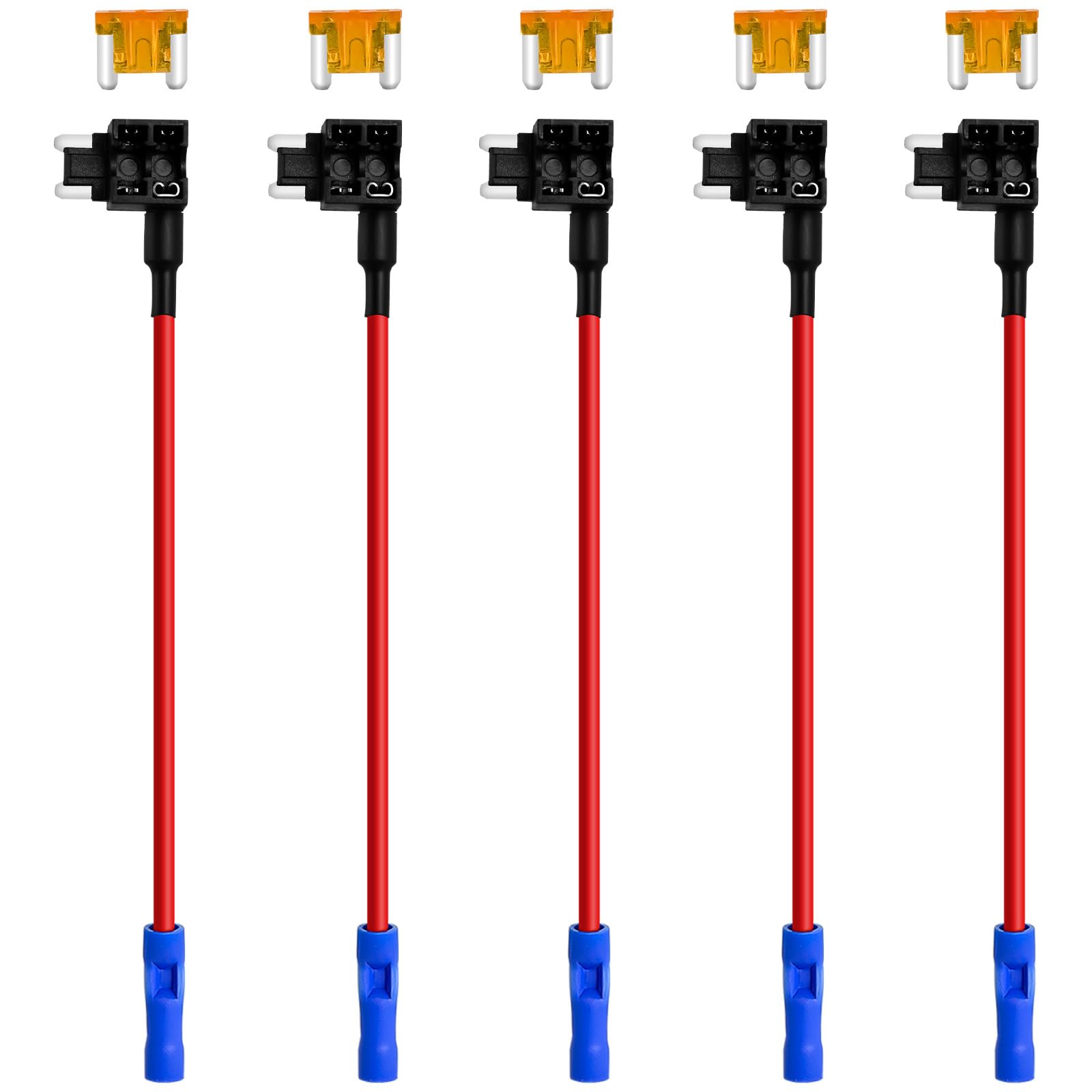 MuHize Low Profile Mini Fuse Tap - Upgraded Locking Clip Adapter with 5A Fuse for RV SUV Truck 2000-2025 Models | Anti-Vibration Design