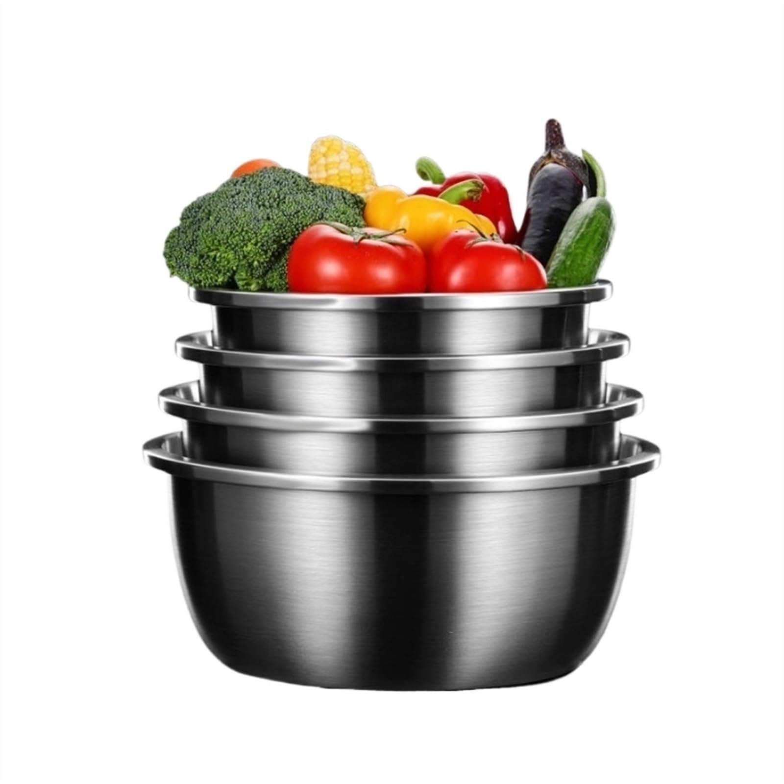 QUNINE Hornear Cocinar Ensaladeras Bandejas para Servir Ollas y sartenes Tazones para Mezclar Utensilios de Cocina de Acero Inoxidable 304 Juegos de 4 Piezas Tazones anidados