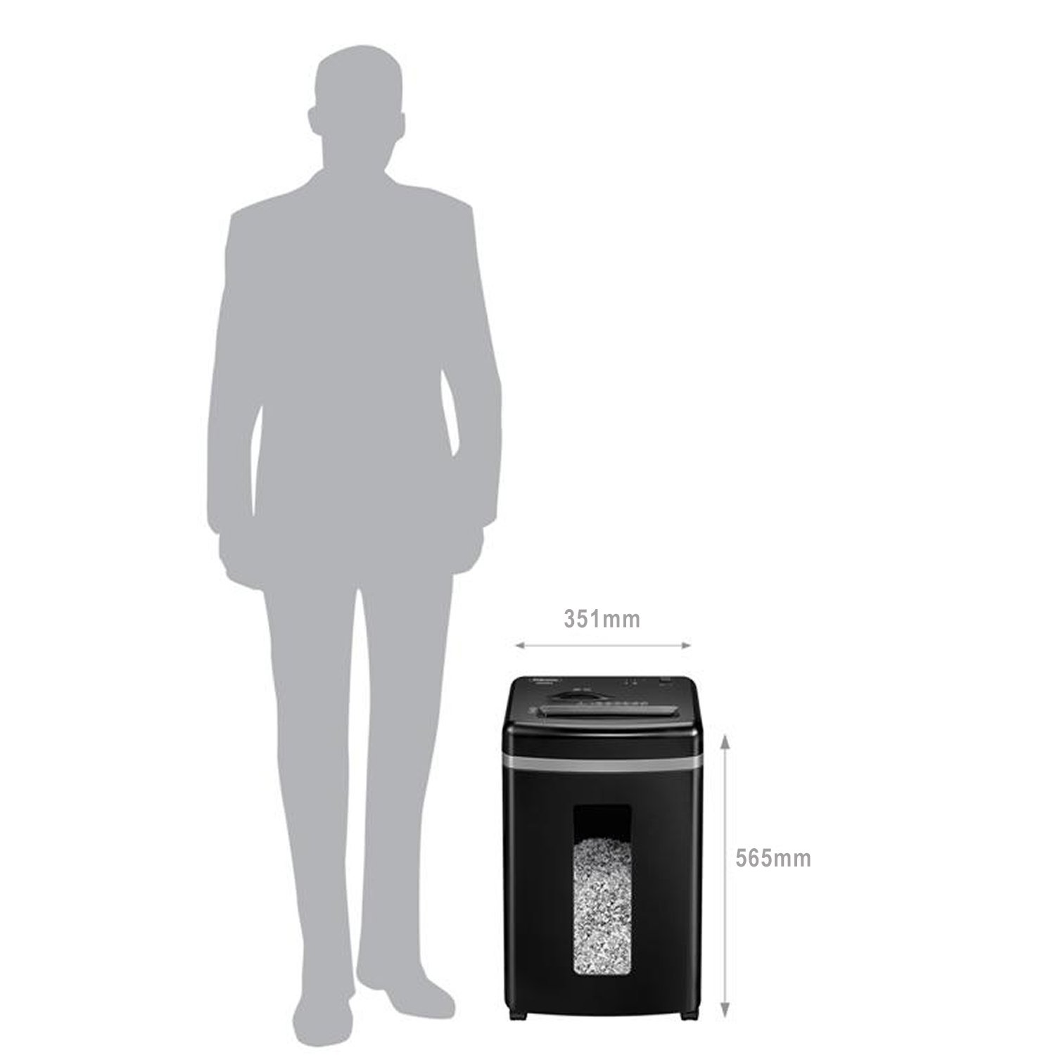 Fellowes Aktenvernichter High Security 9 Blatt (P5), Papierschredder für Büro und Homeoffice, Powershred 450M, Schredder mit 19L Papierkorb, sehr leise, über 2000 Partikel pro A4 Blatt, CD Schredder
