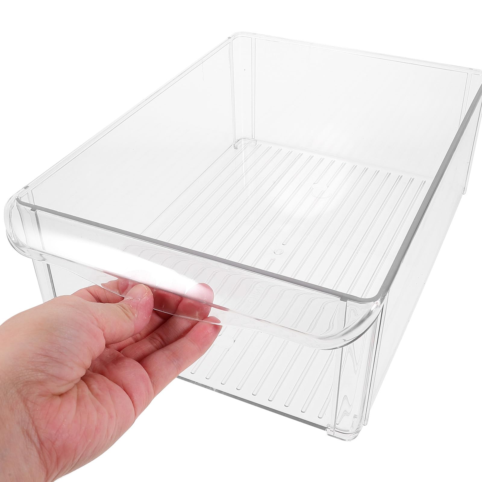 Caja Contenedora Apilable de Plástico Blanco para Refrigerador | Apta para Marisco y Frutas, Uso en Congelador y Cocina, Diseño Resistente al Desgaste y Orden Interior